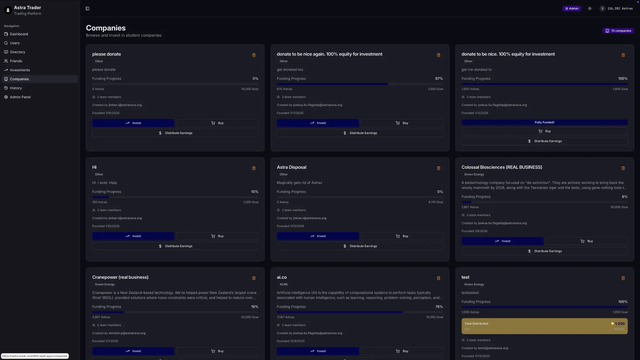 Astra Trader Trading Interface